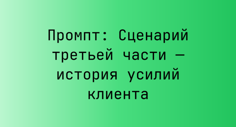 Промпт: Сценарий третьей части — история усилий клиента