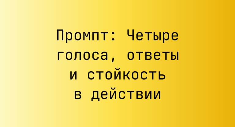 Промпт: Четыре голоса, ответы и стойкость в действии