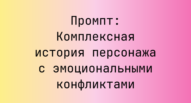 Промпт: Комплексная история персонажа с эмоциональными конфликтами