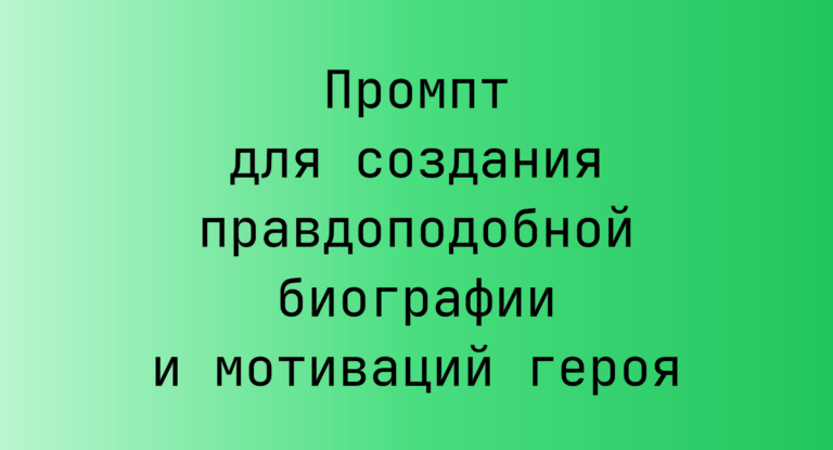 Промпт для создания правдоподобной биографии и мотиваций героя