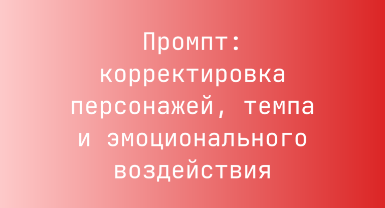 Промпт: корректировка персонажей, темпа и эмоционального воздействия