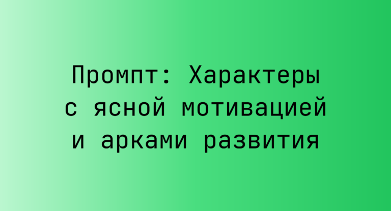 Промпт: Характеры с ясной мотивацией и арками развития