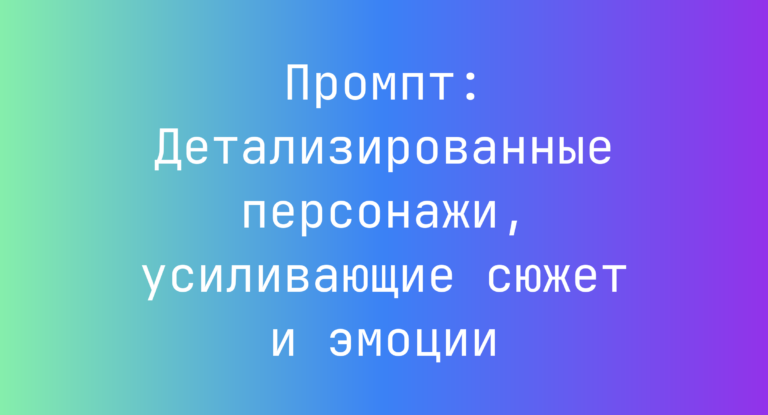 Промпт: Детализированные персонажи, усиливающие сюжет и эмоции