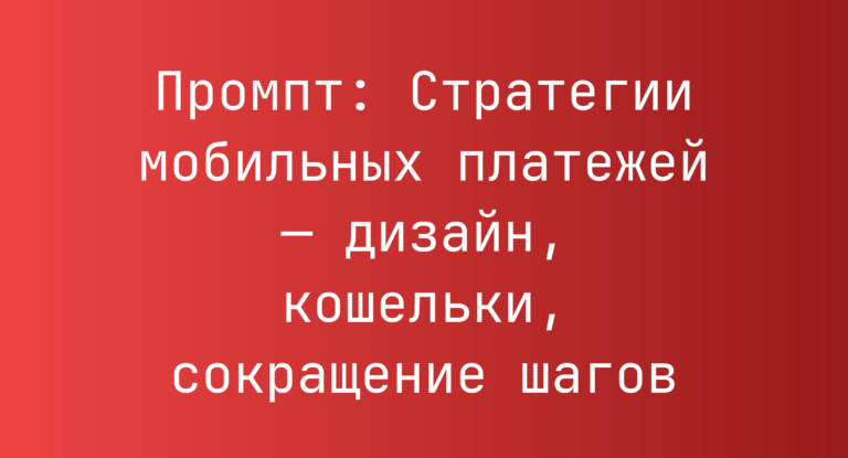 Промпт: Стратегии мобильных платежей — дизайн, кошельки, сокращение шагов