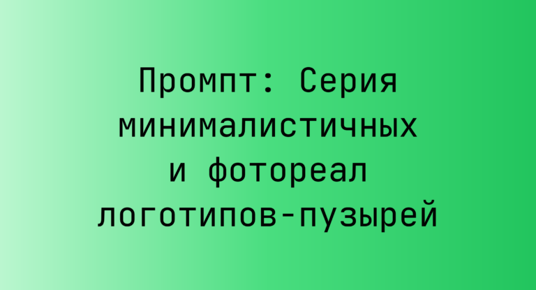 Промпт: Серия минималистичных и фотореал логотипов-пузырей