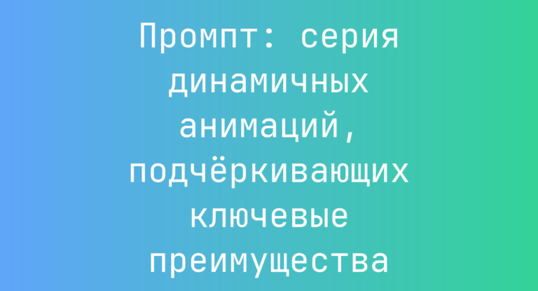 Промпт: серия динамичных анимаций, подчёркивающих ключевые преимущества