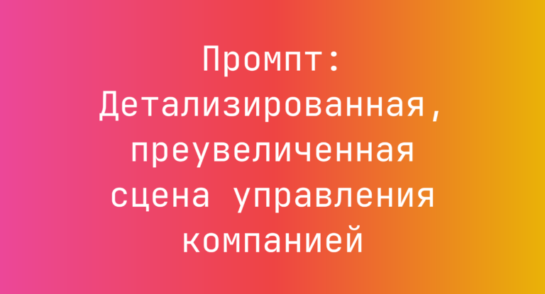 Промпт: Детализированная, преувеличенная сцена управления компанией
