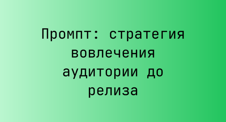 Промпт: стратегия вовлечения аудитории до релиза