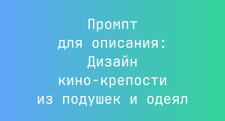 Промпт для описания: Дизайн кино-крепости из подушек и одеял