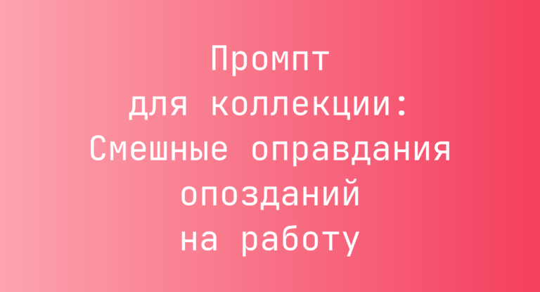 Промпт для коллекции: Смешные оправдания опозданий на работу