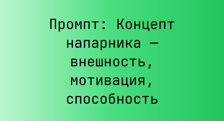Промпт: Концепт напарника — внешность, мотивация, способность
