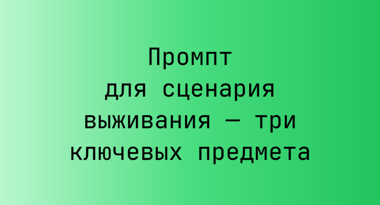 Промпт для сценария выживания — три ключевых предмета