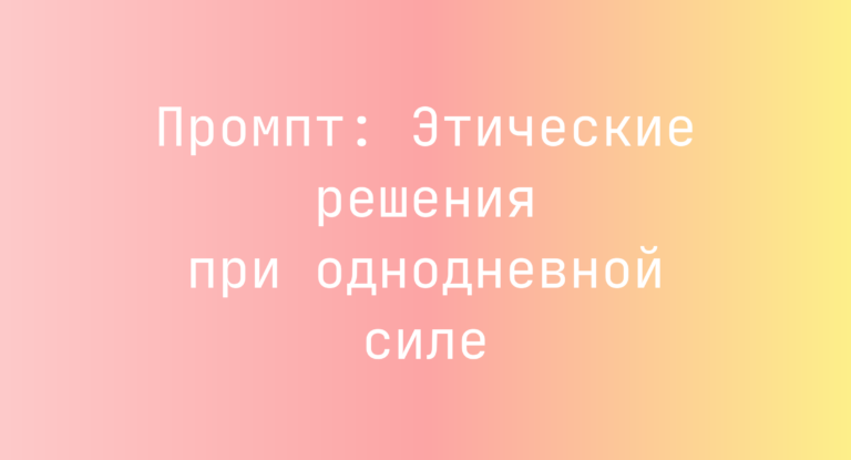 Промпт: Этические решения при однодневной силе