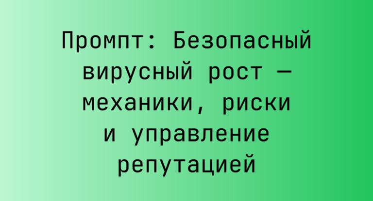 Промпт: Безопасный вирусный рост — механики, риски и управление репутацией