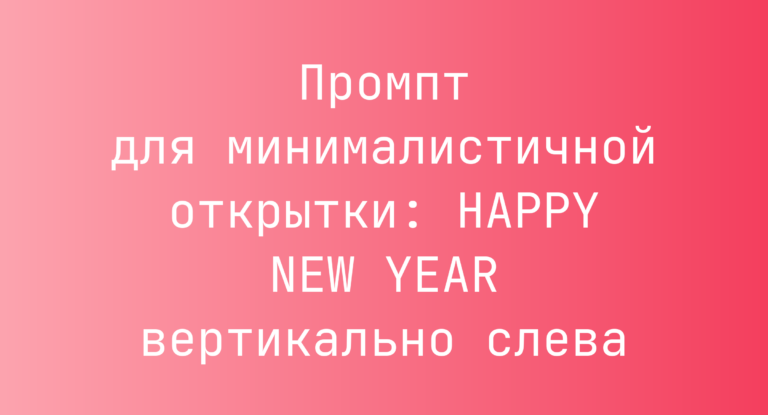 Промпт для минималистичной открытки: HAPPY NEW YEAR вертикально слева