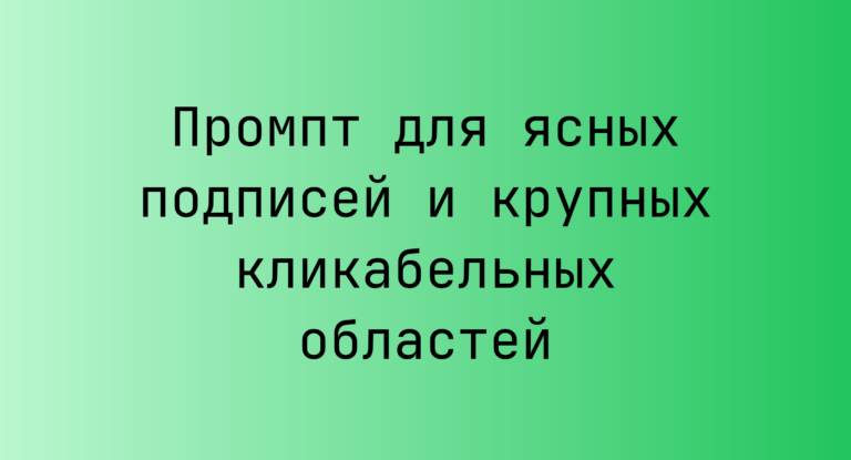 Промпт для ясных подписей и крупных кликабельных областей