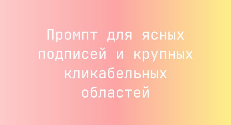 Промпт для ясных подписей и крупных кликабельных областей