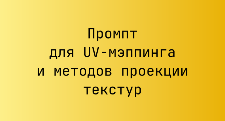 Промпт для UV-мэппинга и методов проекции текстур
