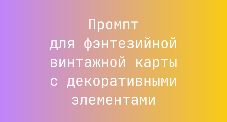 Промпт для фэнтезийной винтажной карты с декоративными элементами