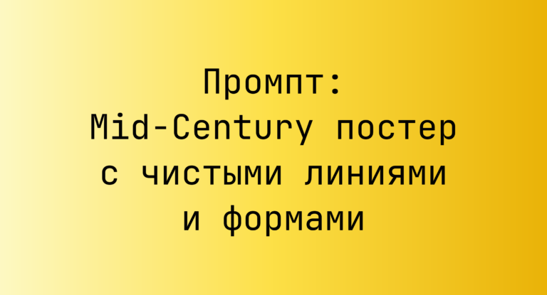 Промпт: Mid-Century постер с чистыми линиями и формами