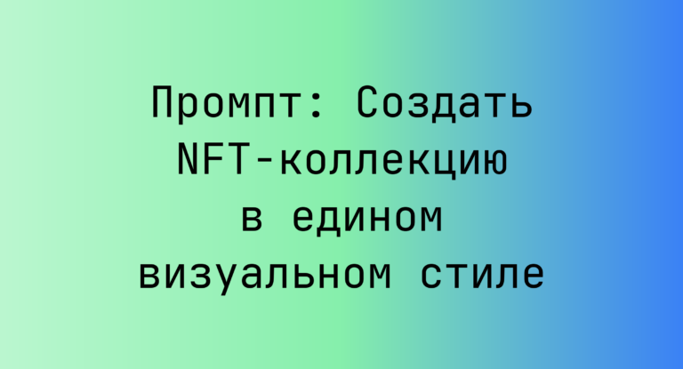 Промпт: Создать NFT-коллекцию в едином визуальном стиле