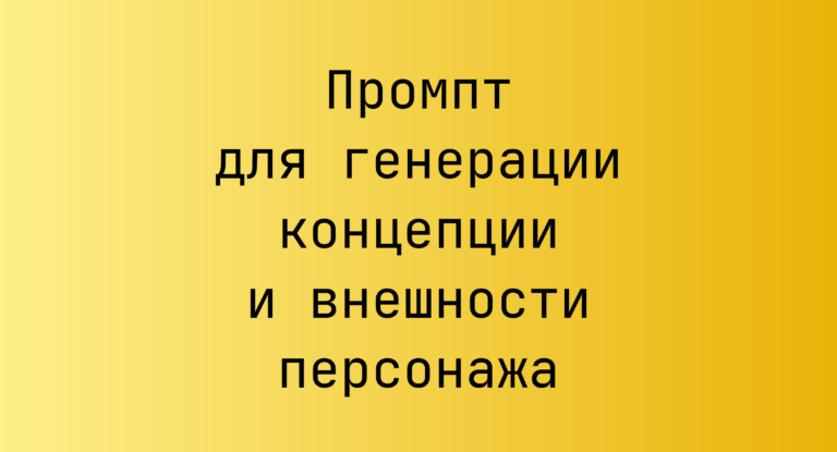 Промпт для генерации концепции и внешности персонажа