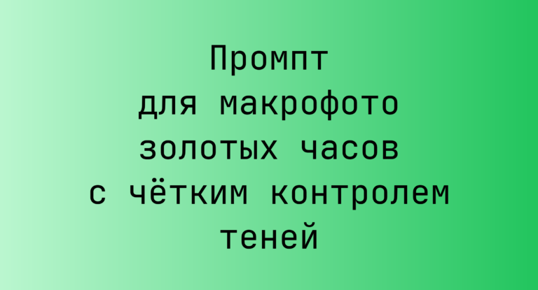 Промпт для макрофото золотых часов с чётким контролем теней