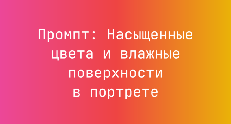 Промпт: Насыщенные цвета и влажные поверхности в портрете
