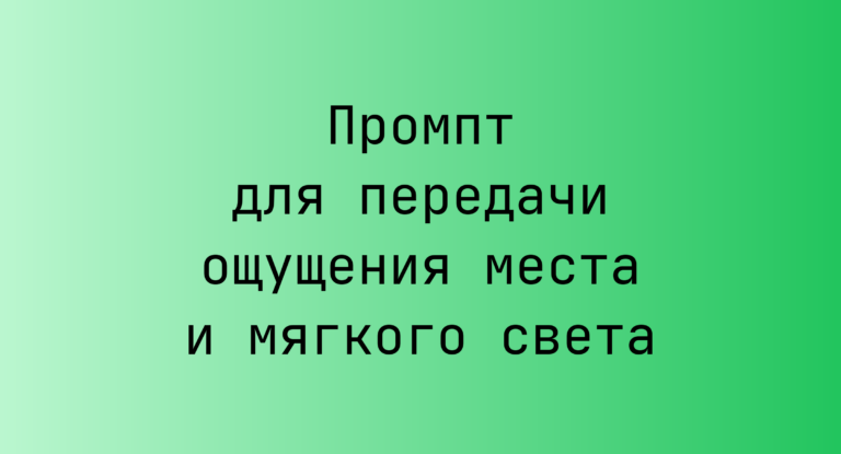 Промпт для передачи ощущения места и мягкого света