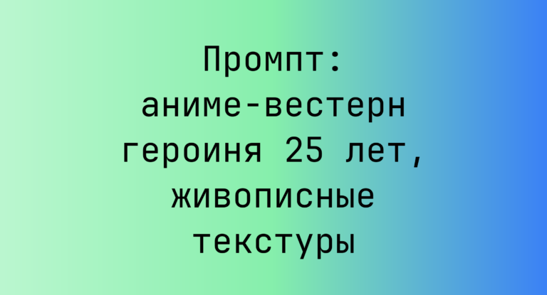 Промпт: аниме-вестерн героиня 25 лет, живописные текстуры