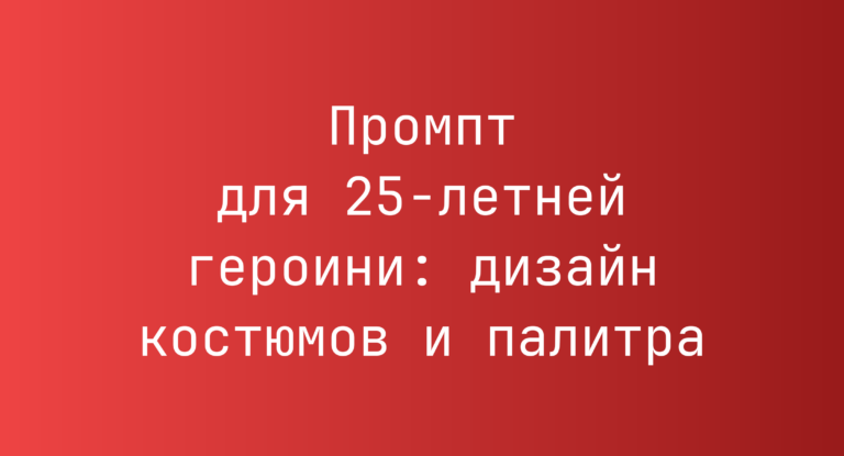 Промпт для 25-летней героини: дизайн костюмов и палитра