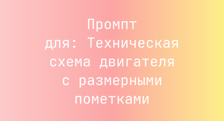 Промпт для: Техническая схема двигателя с размерными пометками