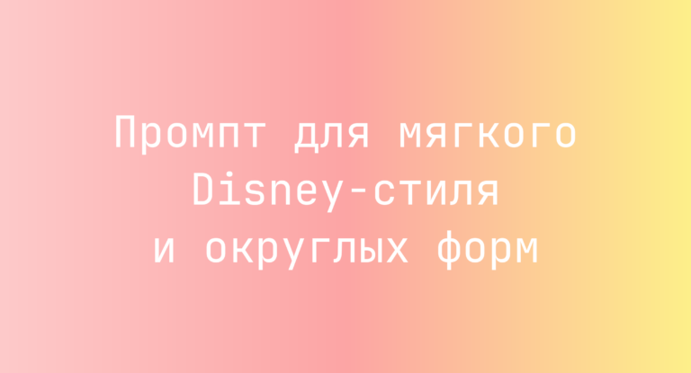 Промпт для мягкого Disney-стиля и округлых форм