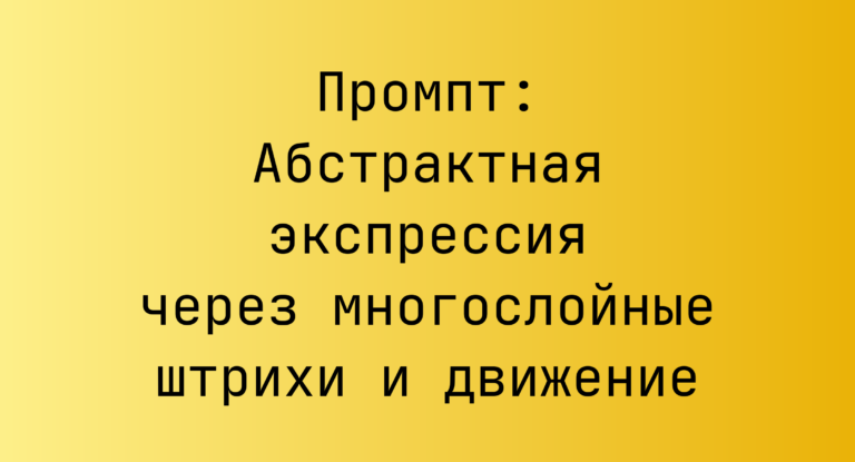 Промпт: Абстрактная экспрессия через многослойные штрихи и движение