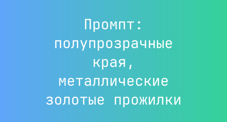 Промпт: полупрозрачные края, металлические золотые прожилки