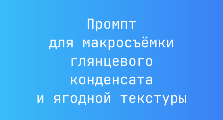 Промпт для макросъемки глянцевого конденсата и ягодной текстуры