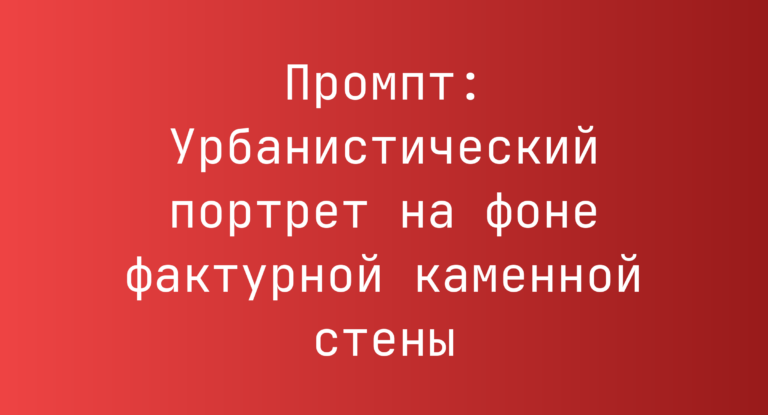 Промпт: Урбанистический портрет на фоне фактурной каменной стены