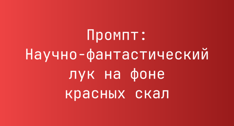 Промпт: Научно-фантастический лук на фоне красных скал