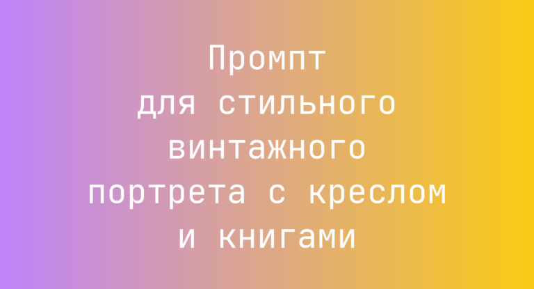 Промпт для стильного винтажного портрета с креслом и книгами