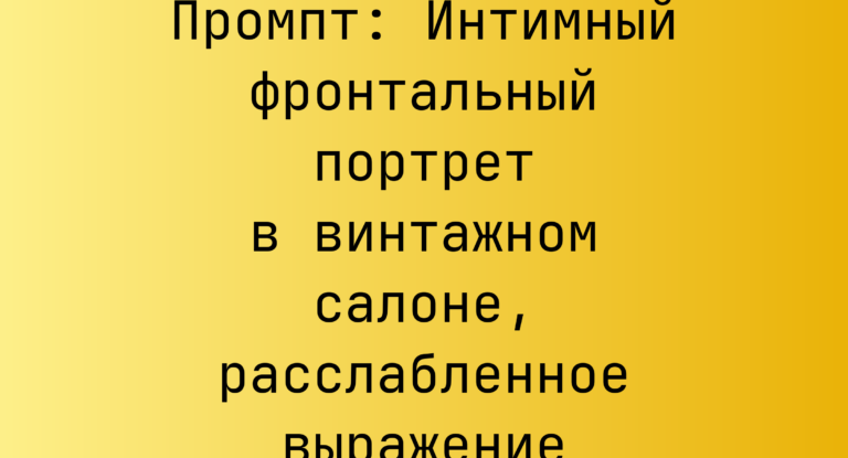Промпт: Интимный фронтальный портрет в винтажном салоне, расслабленное выражение