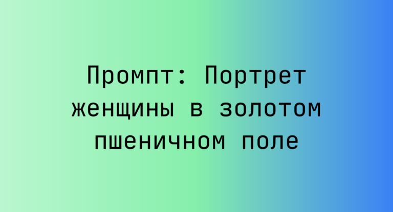 Промпт: Портрет женщины в золотом пшеничном поле