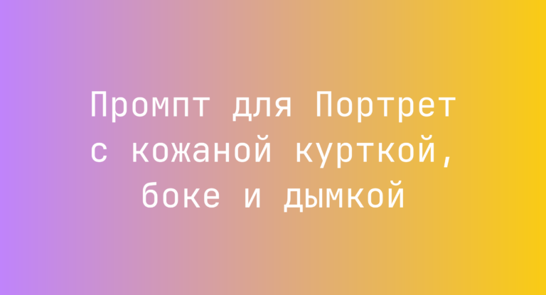 Промпт для Портрет с кожаной курткой, боке и дымкой