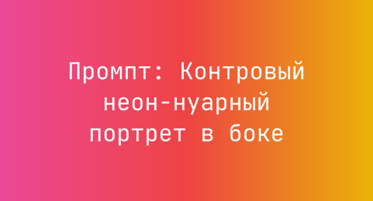 Промпт: Контровый неон-нуарный портрет в боке