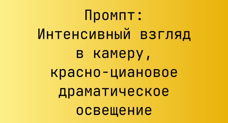 Промпт: Интенсивный взгляд в камеру, красно-циановое драматическое освещение