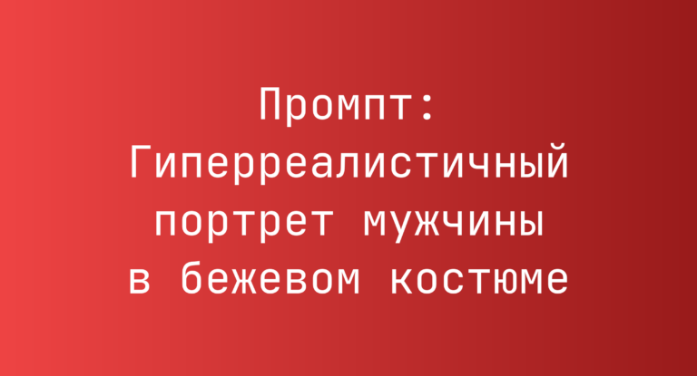 Промпт: Гиперреалистичный портрет мужчины в бежевом костюме