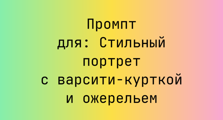 Промпт для: Стильный портрет с варсити‑курткой и ожерельем