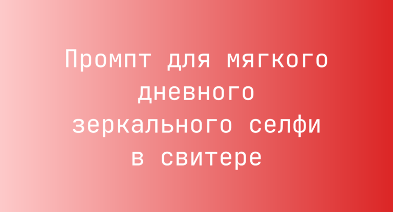 Промпт для мягкого дневного зеркального селфи в свитере