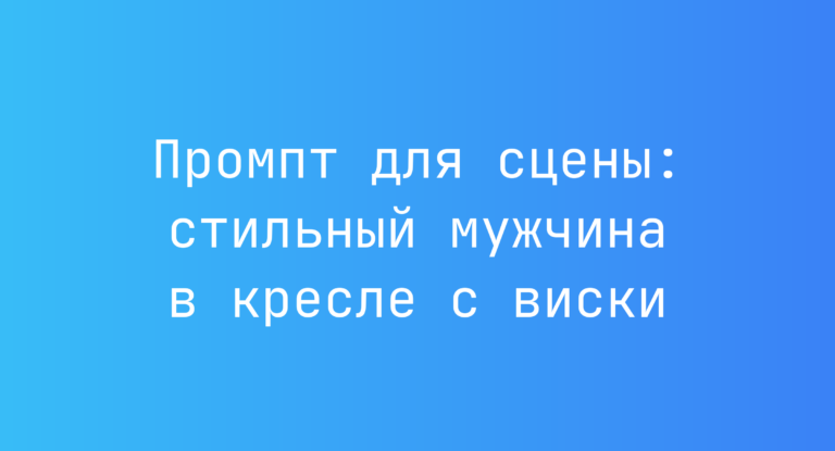 Промпт для сцены: стильный мужчина в кресле с виски