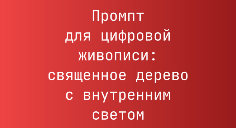Промпт для цифровой живописи: священное дерево с внутренним светом