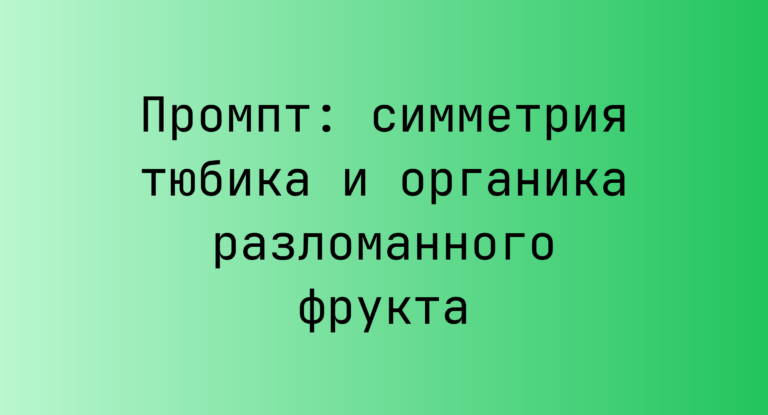 Промпт: симметрия тюбика и органика разломанного фрукта